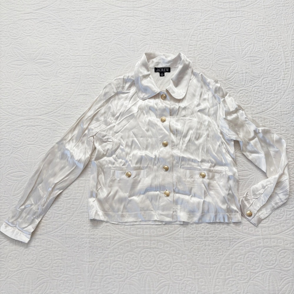 J.Crew Lady's Luster Crepe Shirt-Jacket, Ivory XS